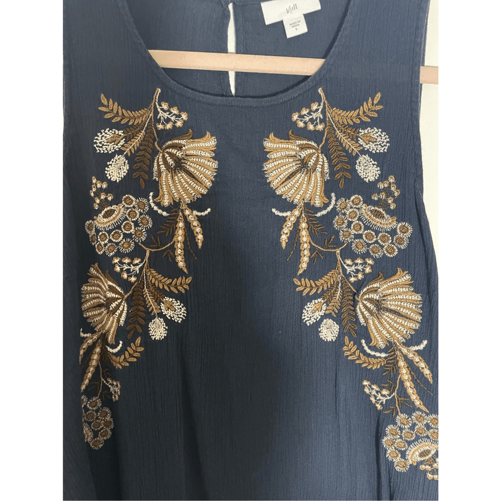 J.Jill Embroidered Bohemian Cottage Core Tank Dress Prairie Farmhouse Preppy S - Picture 3 of 7